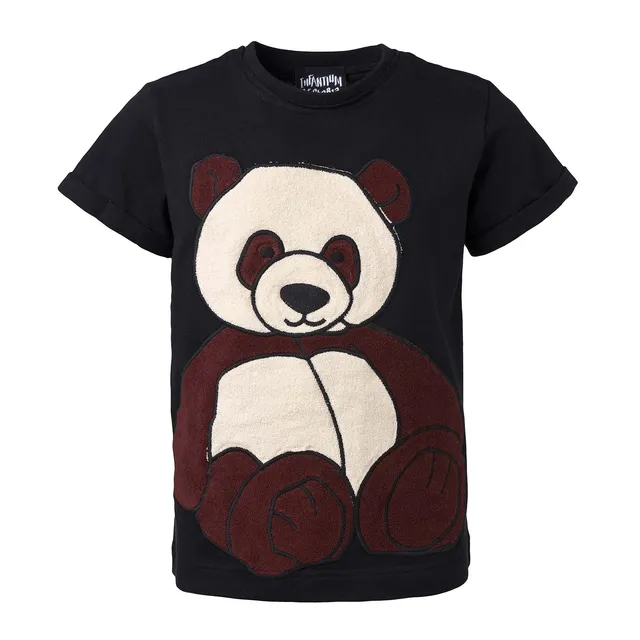 Infantium Victoria Panda T-Shirt schwarz 128 Bio-Baumwolle