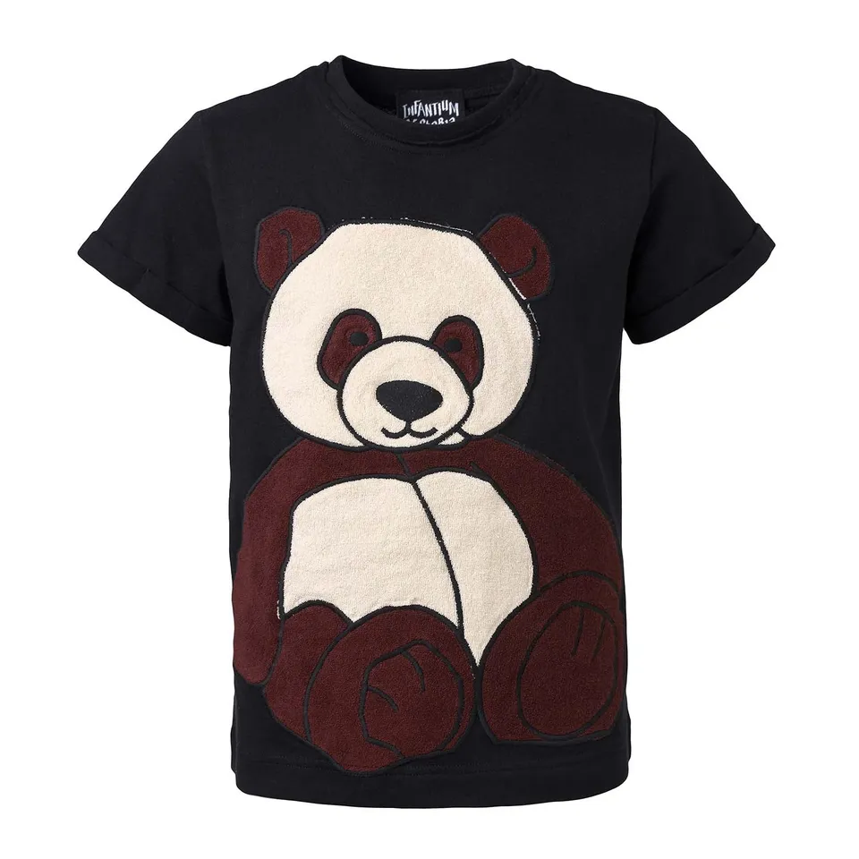 Infantium Victoria Panda T-Shirt schwarz 128 Bio-Baumwolle