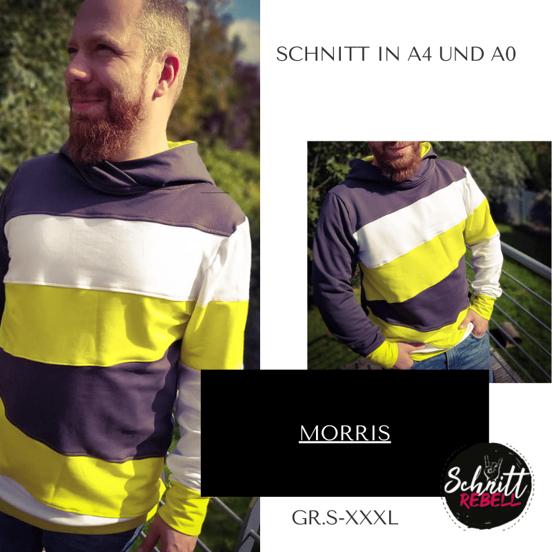 Schnittrebell Morris Hoodie Schnittmuster XS-XXXL Teilungen