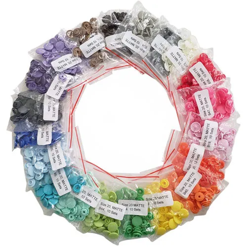 KAM Snaps Plastic Snaps Größe 20 Druckknöpfe matt Multi 200 Sets