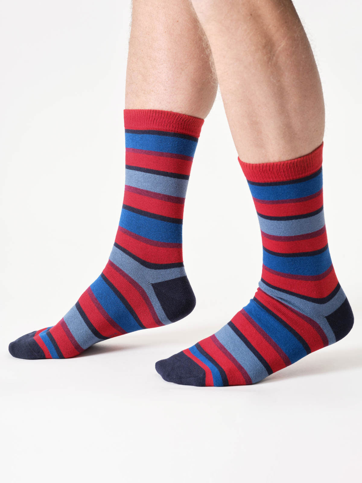 Thought Rugby Stripe Crew Socks Socken crimson red 41-47 Bio