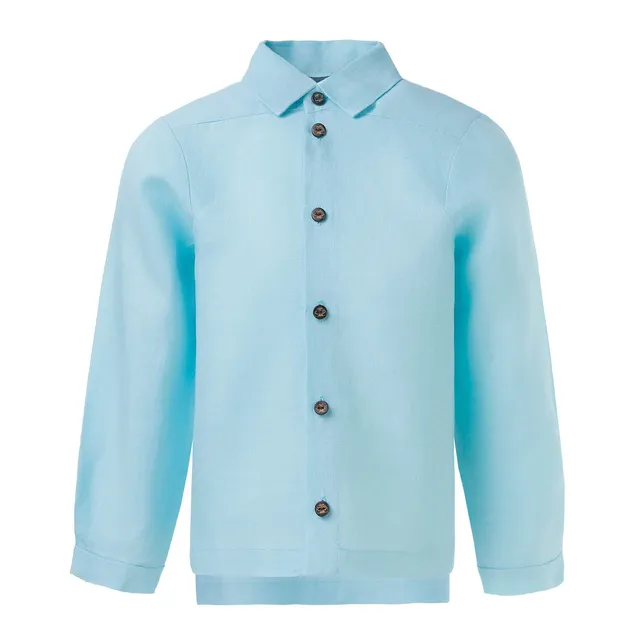 Infantium Victoria Blue Linen Kinderhemd blau Leinen