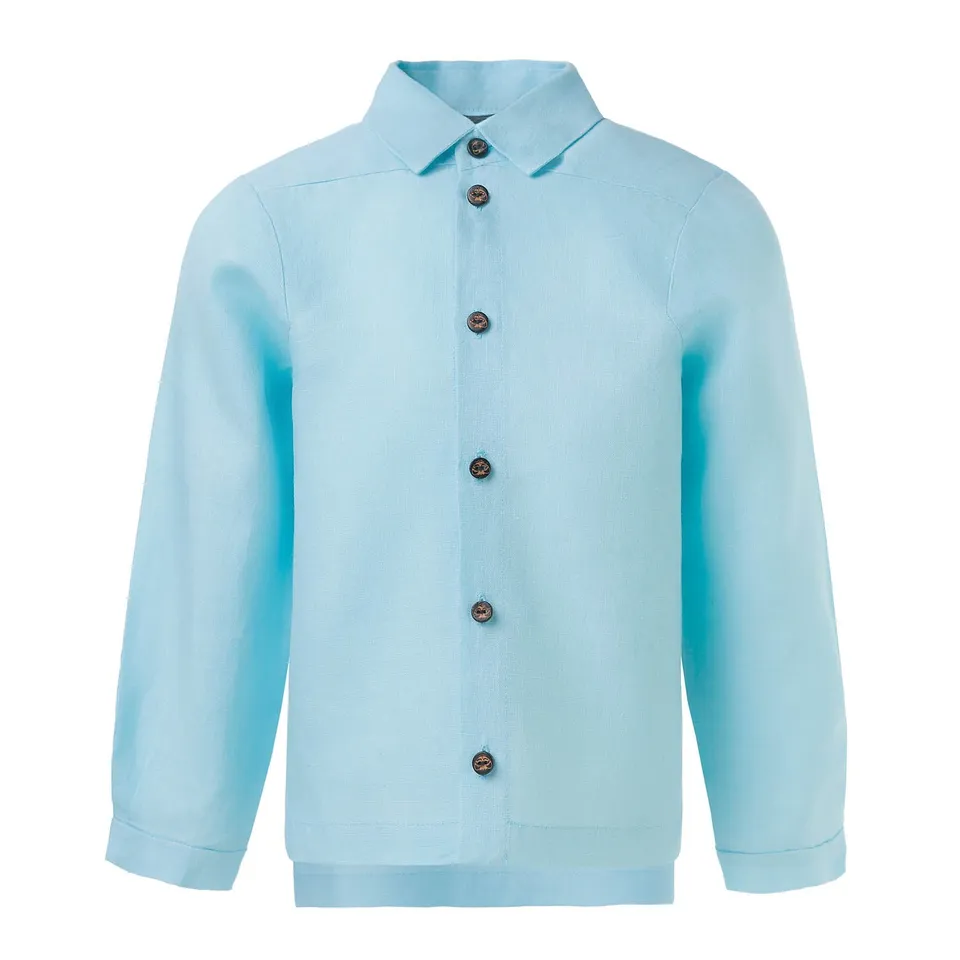 Infantium Victoria Blue Linen Kinderhemd blau Leinen