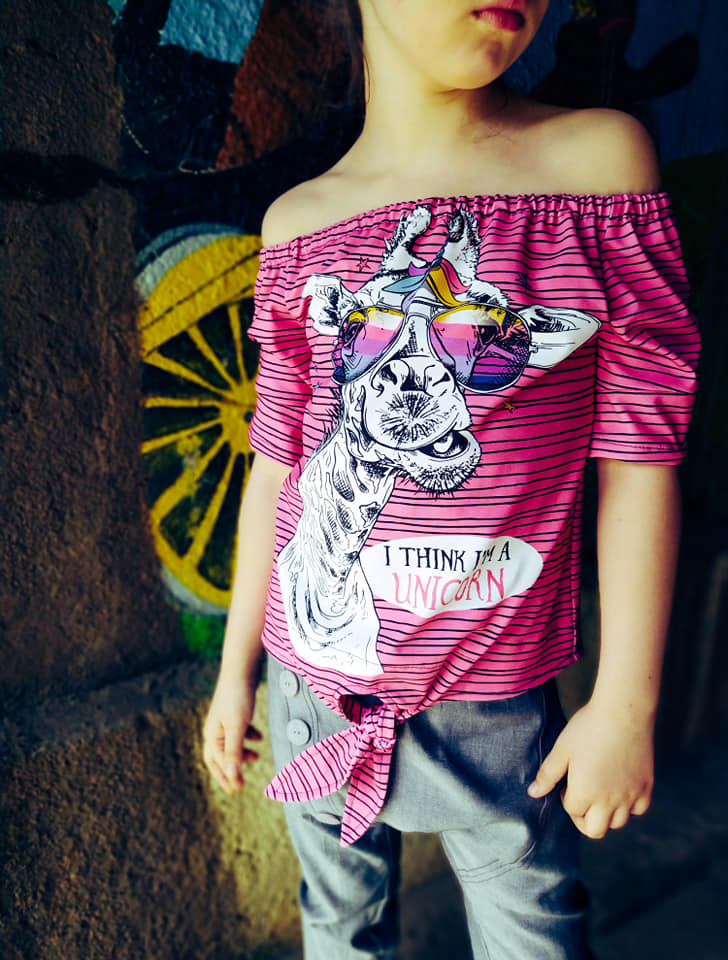 Schnittrebell Ebooks Carmenbluse Marlee Kids Schnittmuster Gr.110-146 Jersey