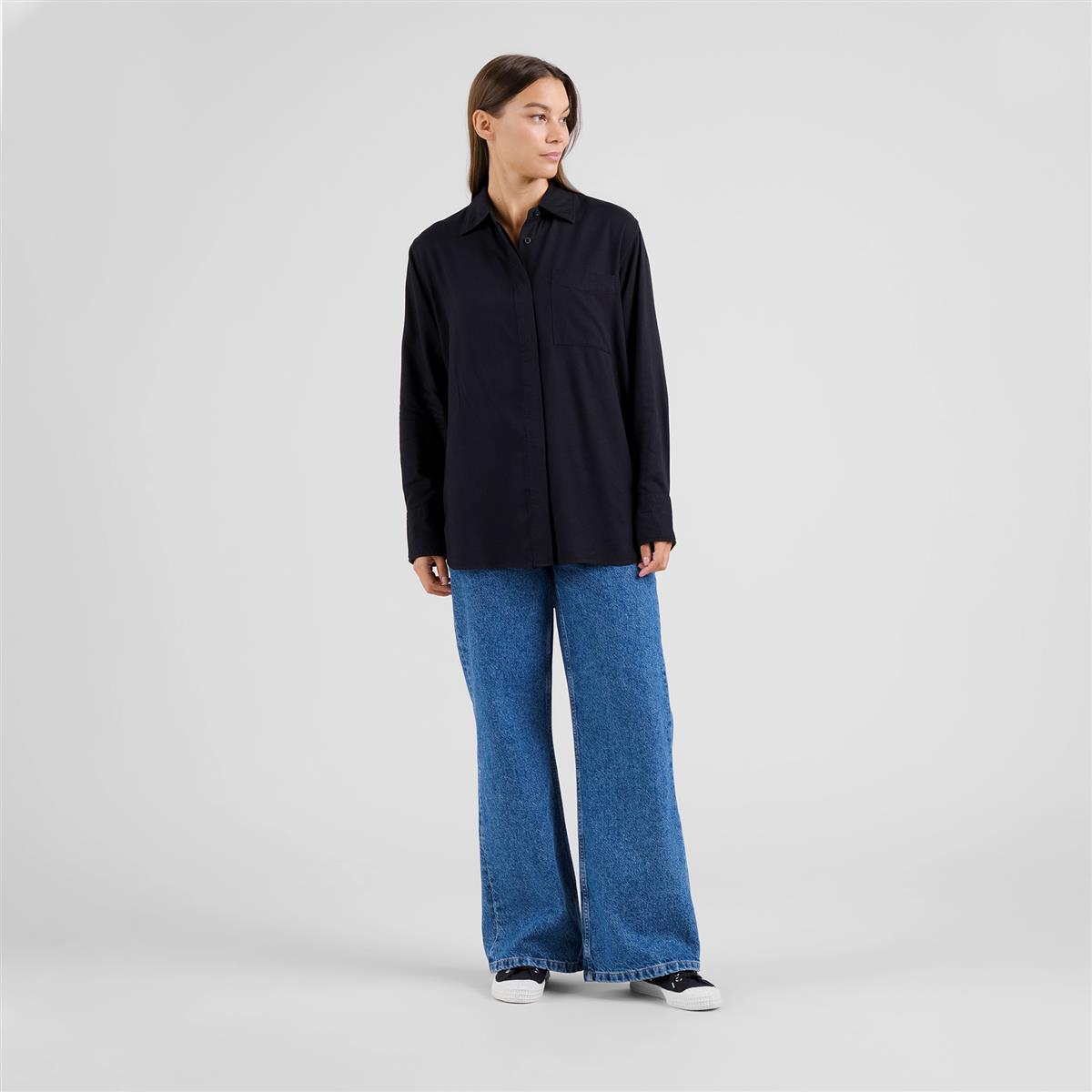 Marlowe Nature Shirt Kosta Heavy Viscose Blusenhemd black ECOVERO