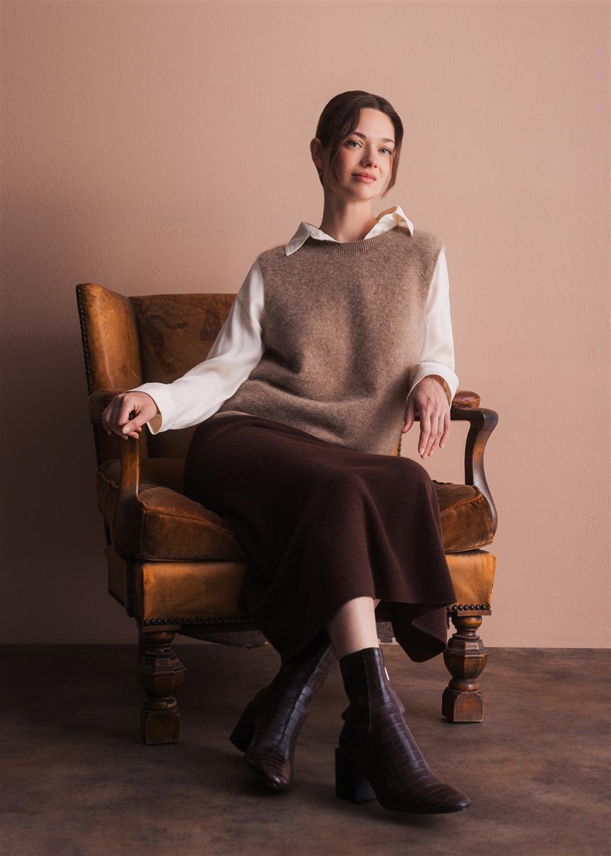 marlowe nature Philippa Top Pullunder hazelnut Wolle Kaschmir