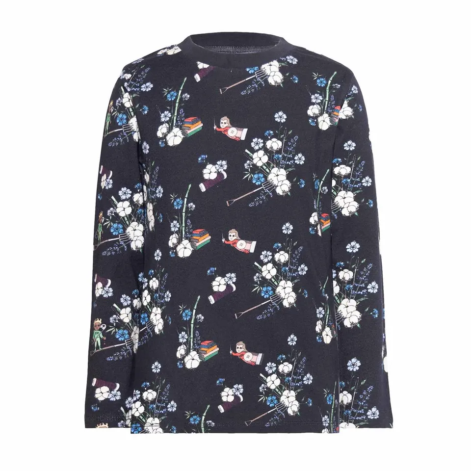 Infantium Victoria Black Floral T-Shirt Gr.128 Bio-Schwarz