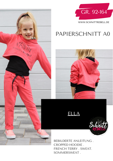 Schnittrebell Papierschnitte Cropped Hoodie Ella Gr.92-164 A0