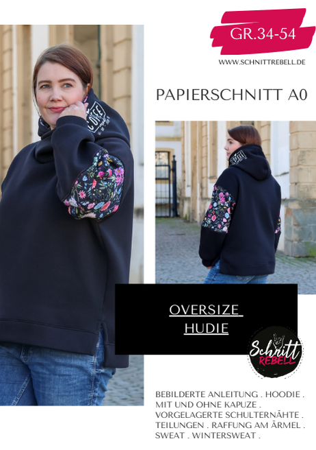 Schnittrebell Hudie Oversize Hoodie Papierschnitt Gr.34-54