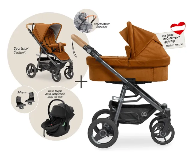 Naturkind Lux Evo 3in1 Kinderwagen Babykorb Jade