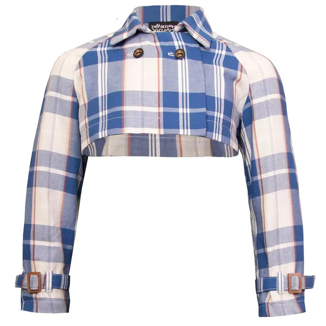 Infantium Victoria Bolero-Jacke 104 Blau-Weiß Karo Baumwolle