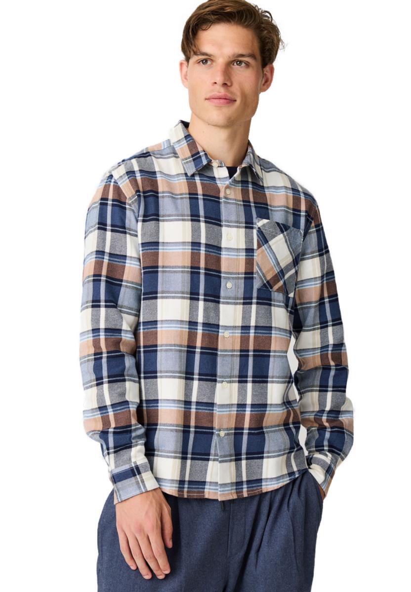 marlowe nature Organic Cotton Flannel Karohemd blue check