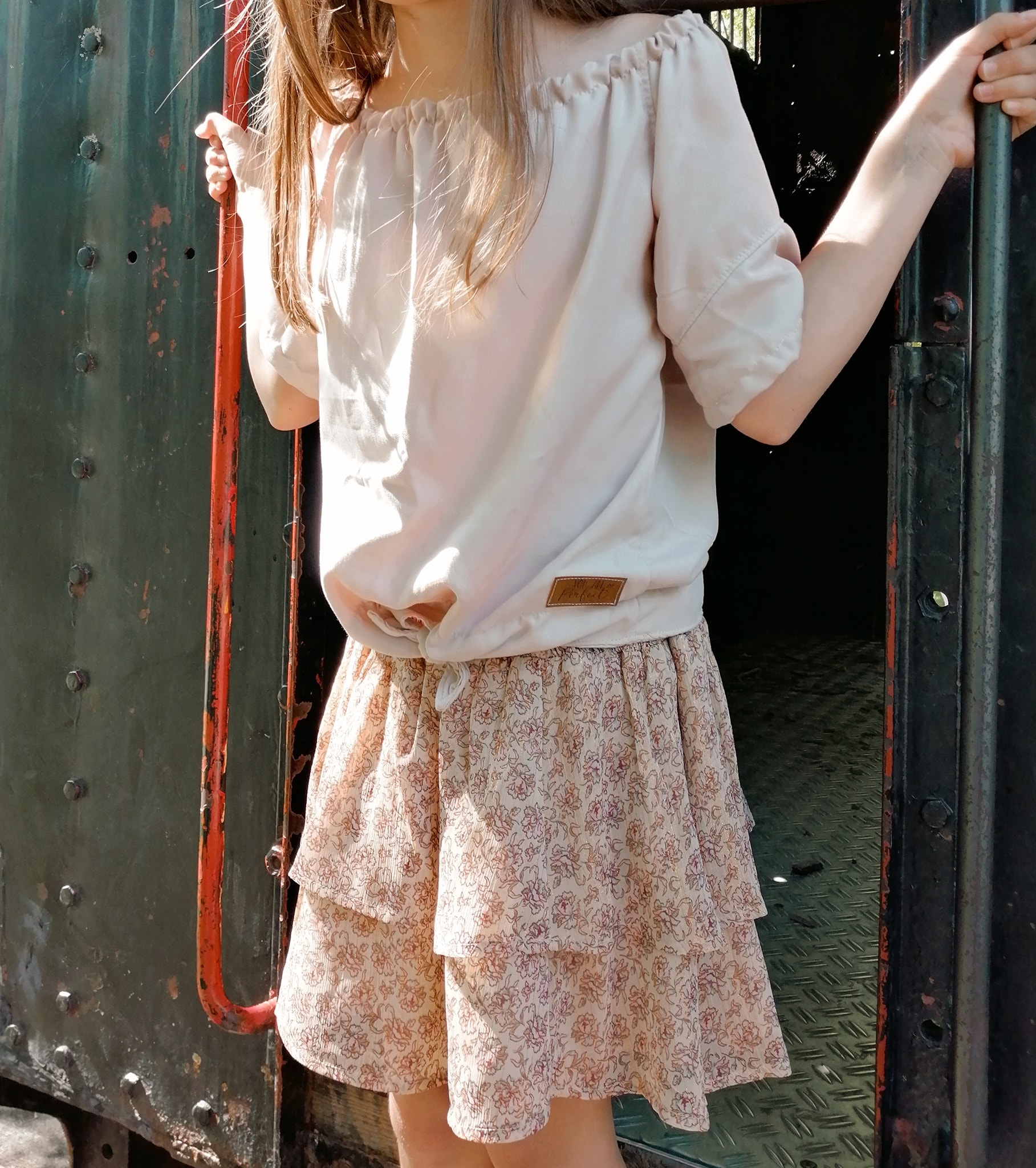 Schnittrebell Ebooks Carmenbluse Marlee Kids Schnittmuster Gr.110-146 Jersey