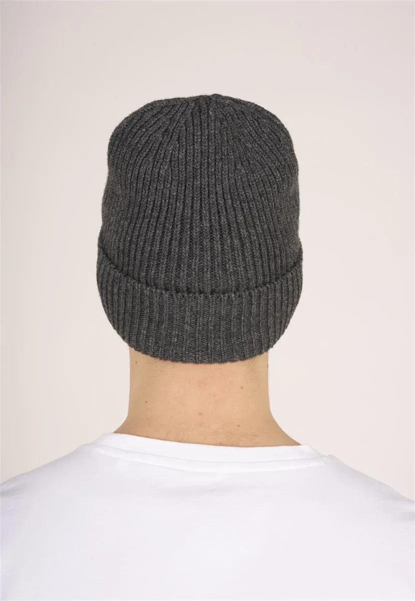 Marlowe Nature Organic Wool Rib Beanie Mütze black Bio-Wolle