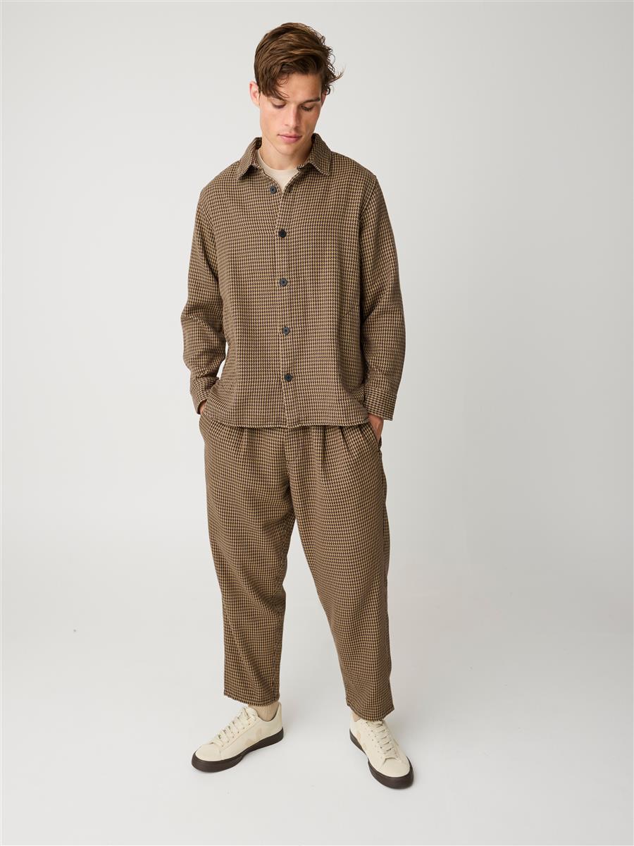 marlowe nature Loose Houndtooth Overshirt dark brown M