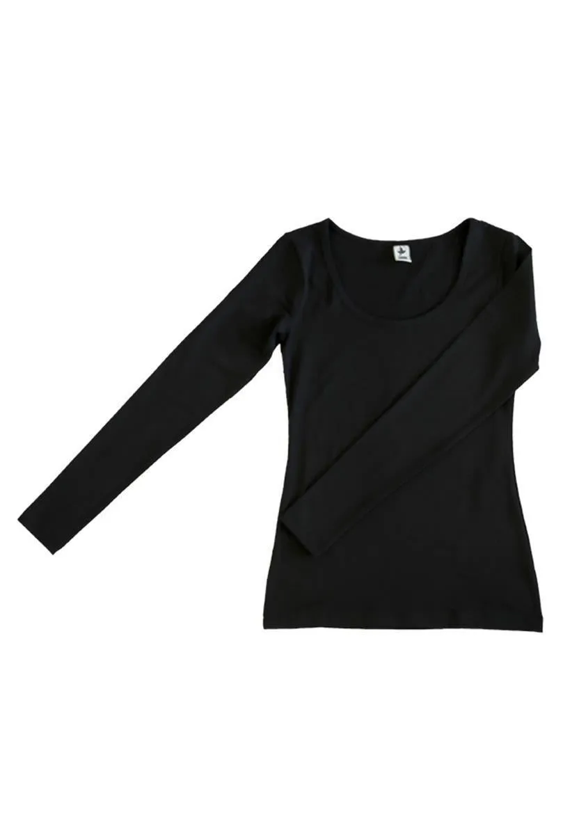 Leela Cotton Basic Langarmshirt schwarz Bio-Jersey