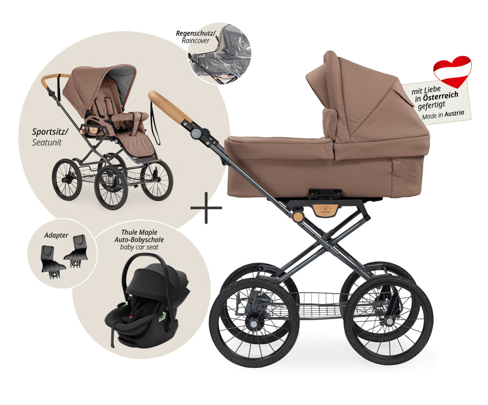 Naturkind Ida 3in1 Kinderwagen Cord Cognac Vintage