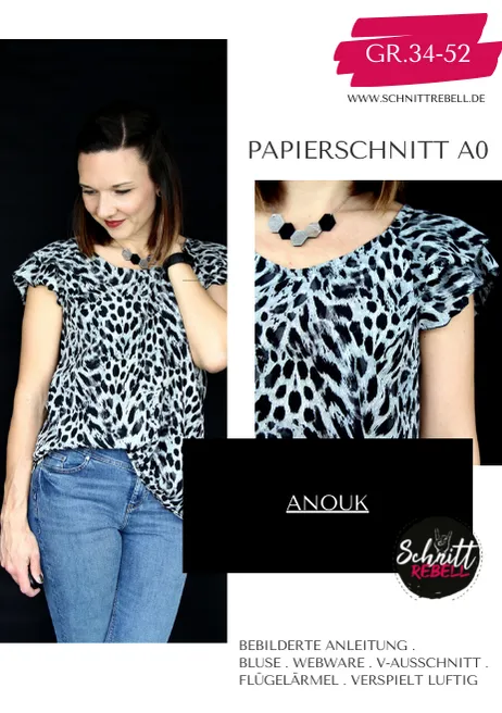 Schnittrebell Anouk Bluse Papierschnitt 34-52 Webware