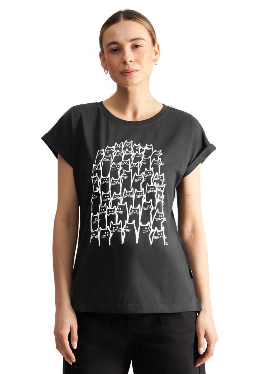 DEDICATED Visby Cat Crowd T-Shirt black Bio Katzen