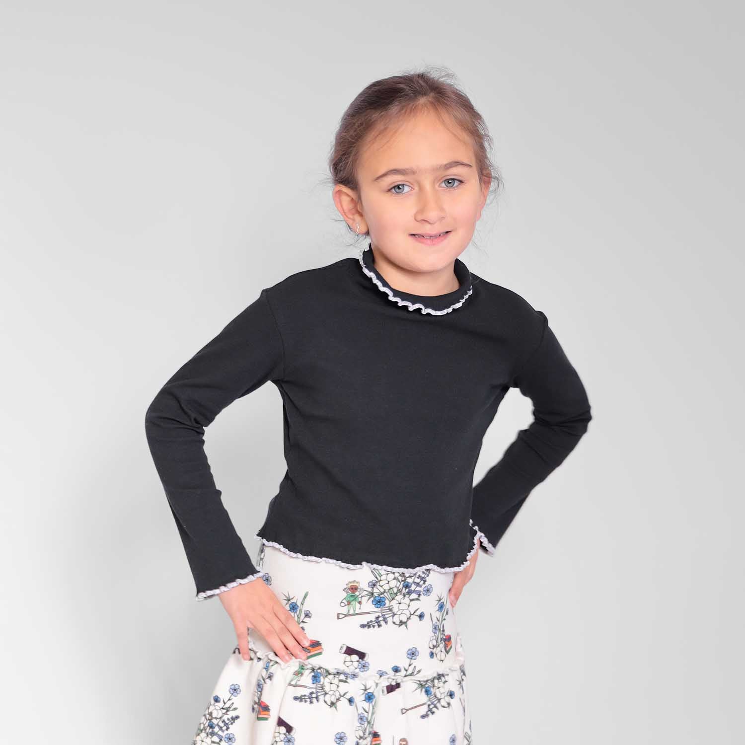 Infantium Victoria Black Turtleneck Top Rollkragen schwarz Baumwolle