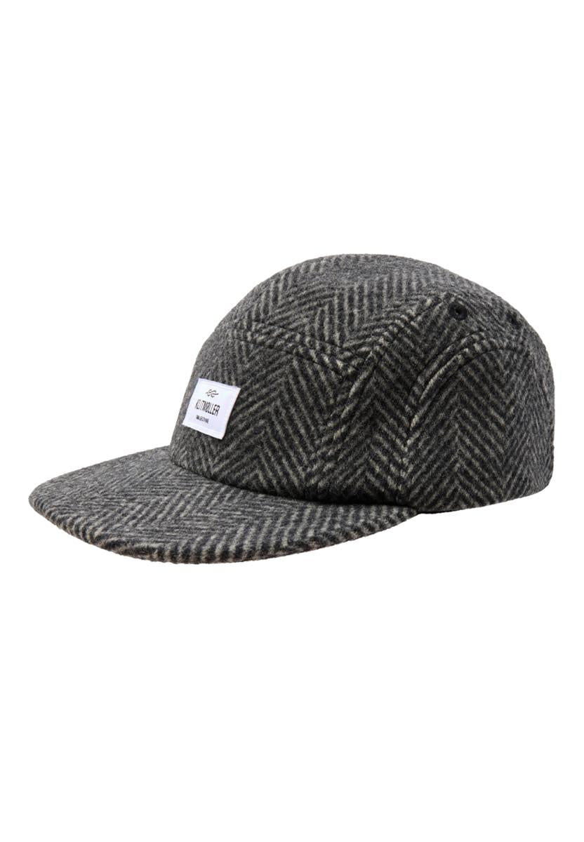 marlowe nature Accessoires Five Panel Herringbone Cap Wollcap anthracite/black