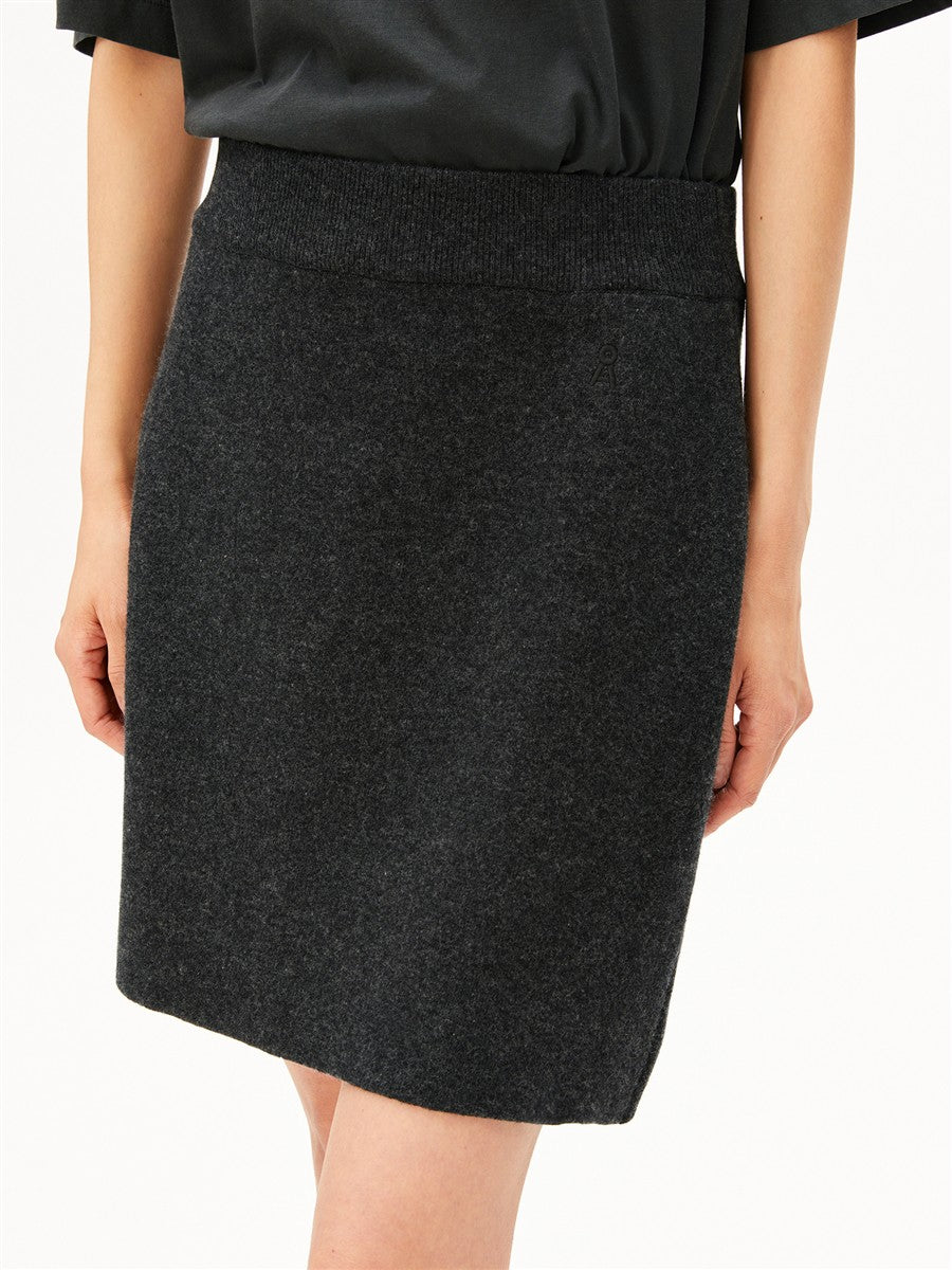 Armedangels Cotton-Wool Mini Strickrock Steel Melange Wolle