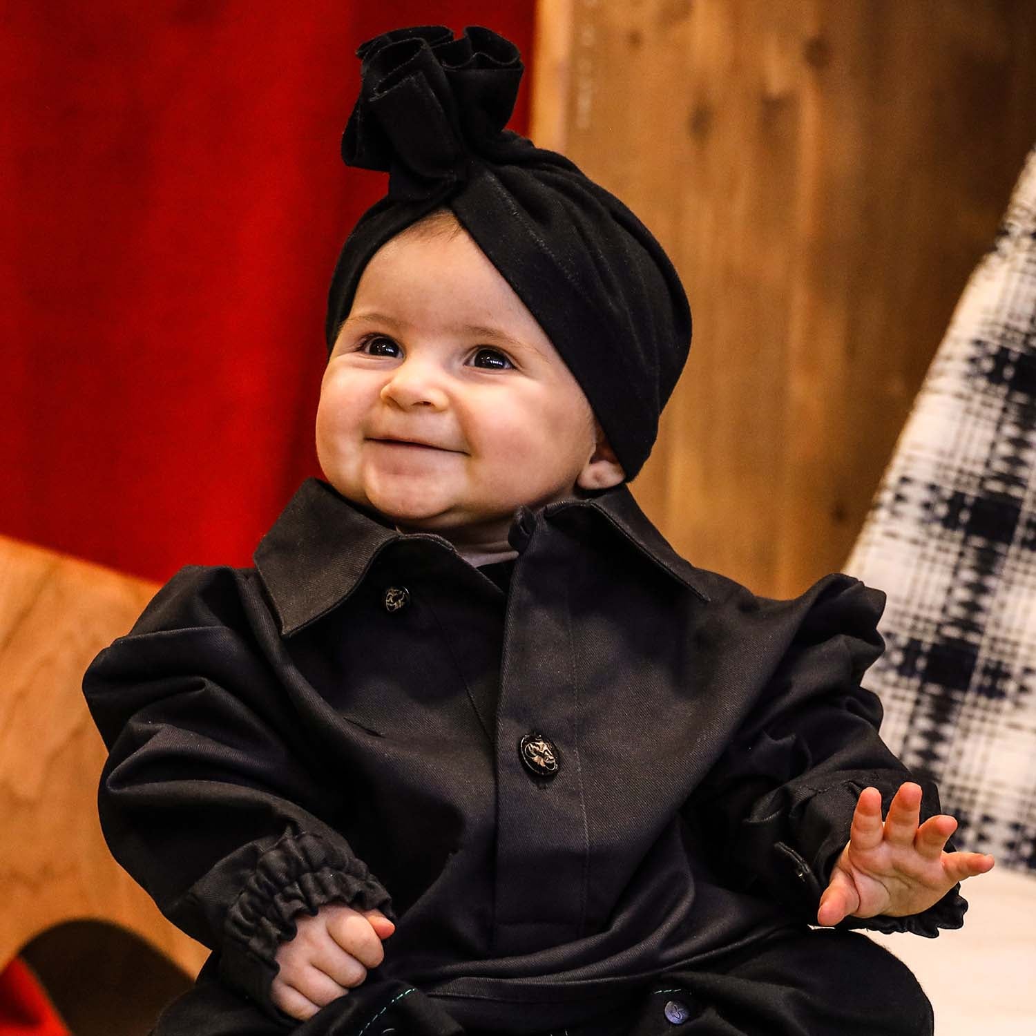 Infantium Victoria Black Turban Mütze Schwarz Baumwolle