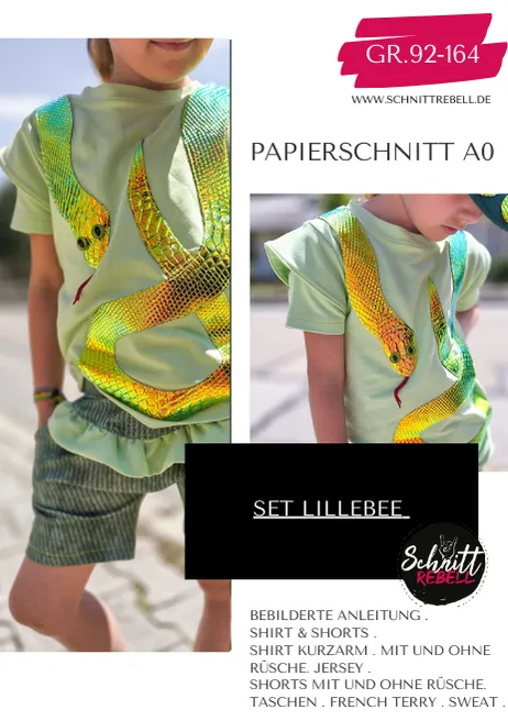 Schnittrebell Lillebee Sommerset Papierschnitt Gr. 92-164 Jersey