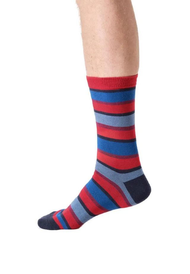 Thought Rugby Stripe Crew Socks Socken crimson red 41-47 Bio