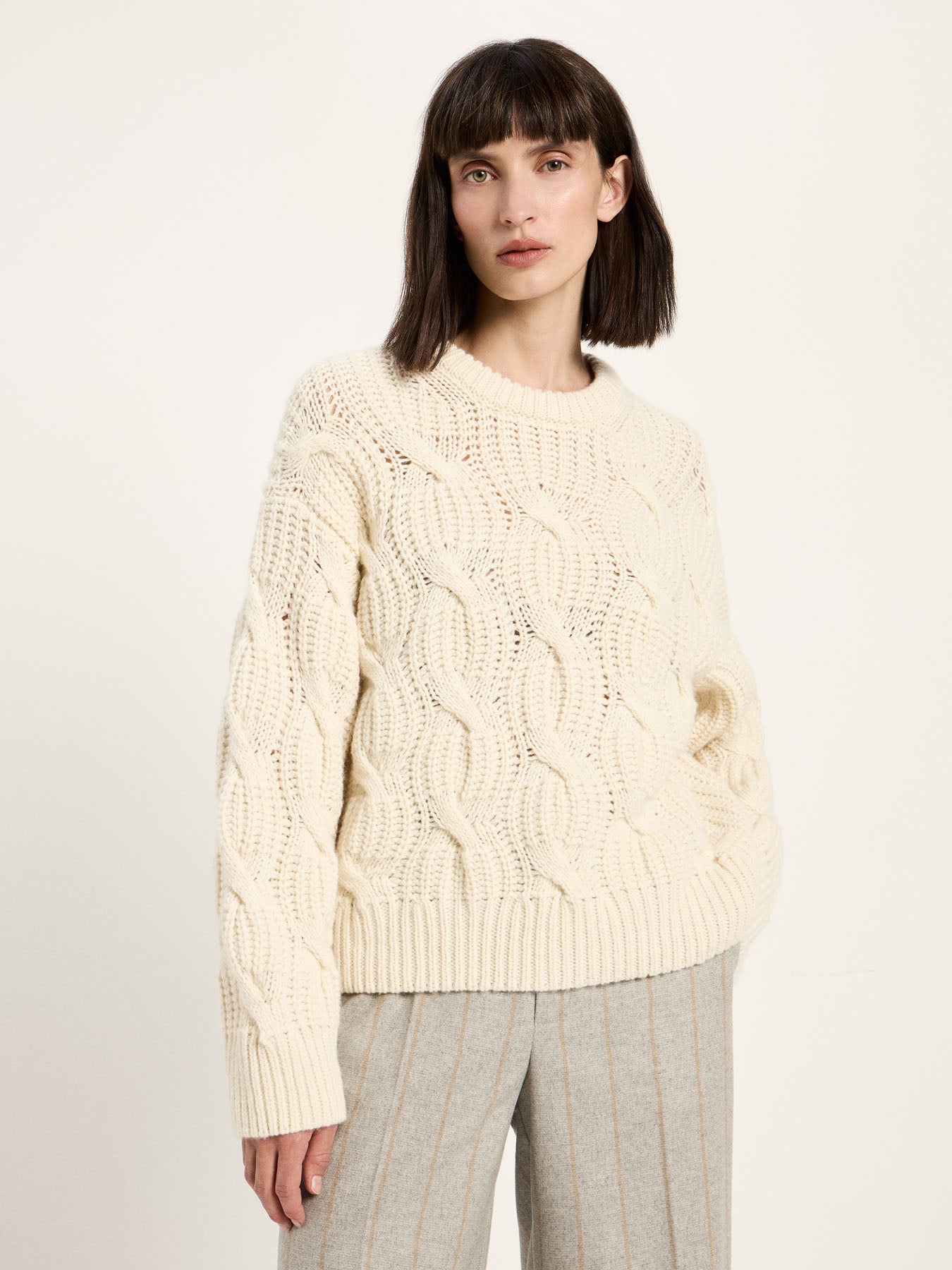 marlowe nature Strukturpullover Oversize Pullover off white Wolle