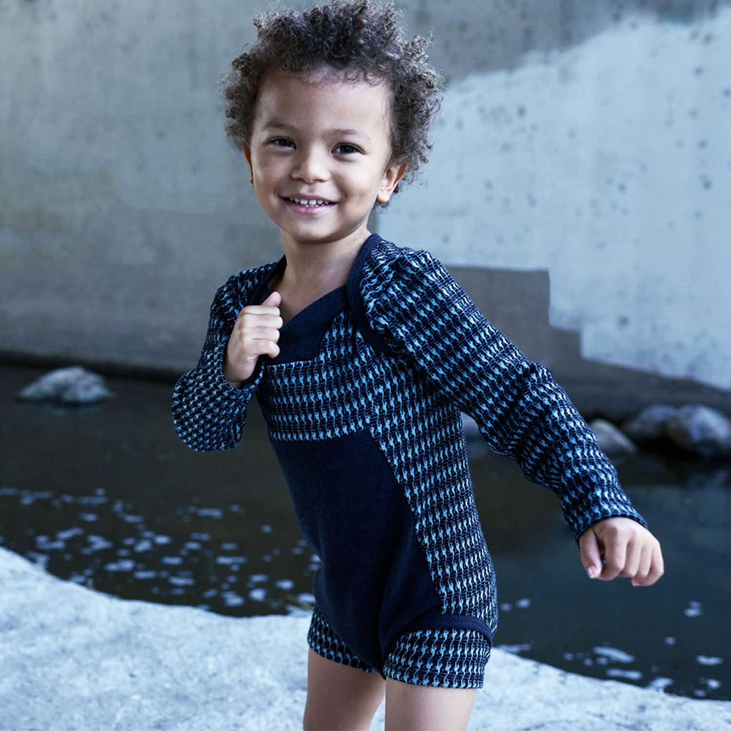 Infantium Victoria Black Blue Bodysuit Baby Body langarm