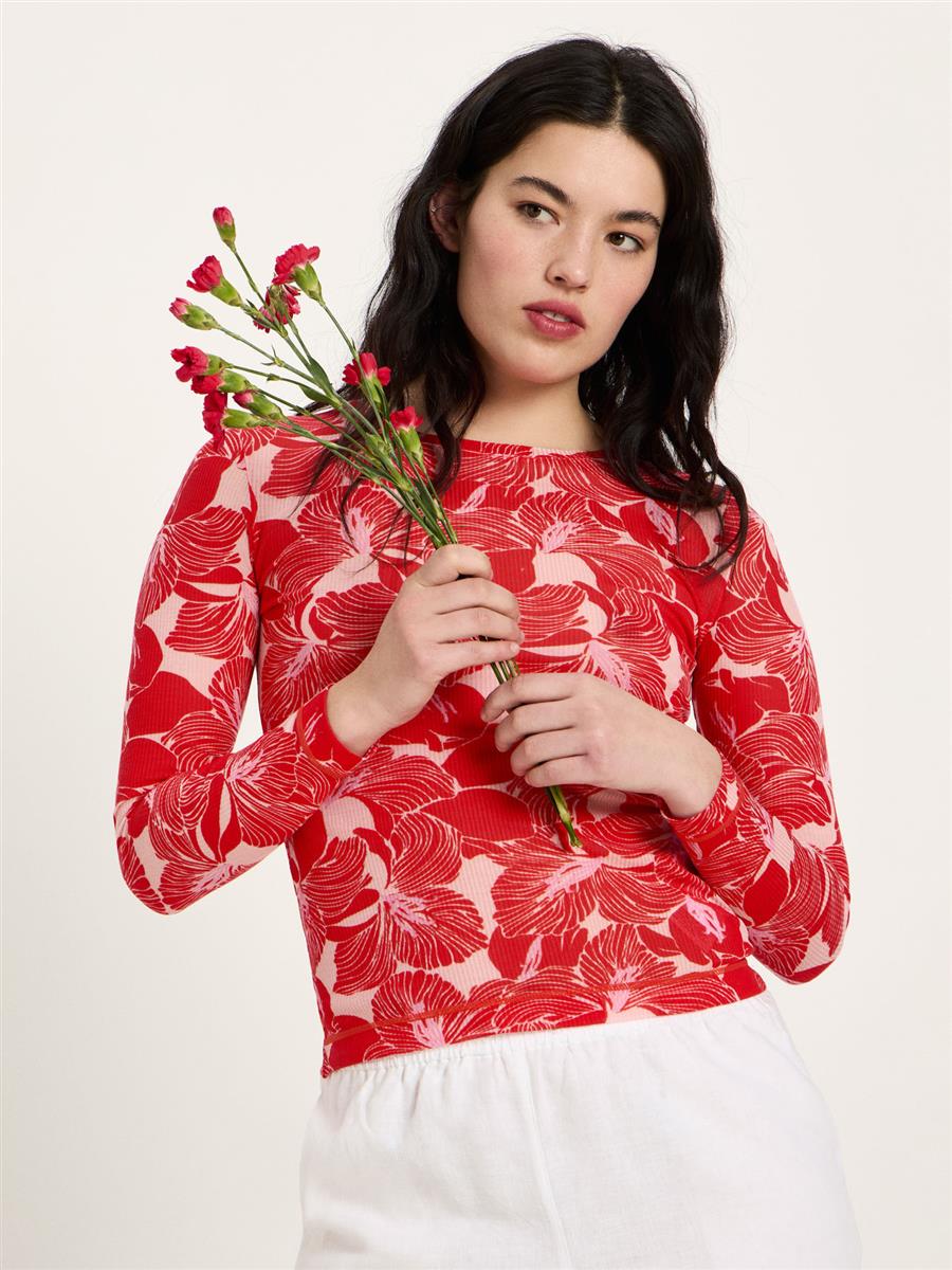 Lanius Langarmshirt Print animal stripes rose 38 Lyocell