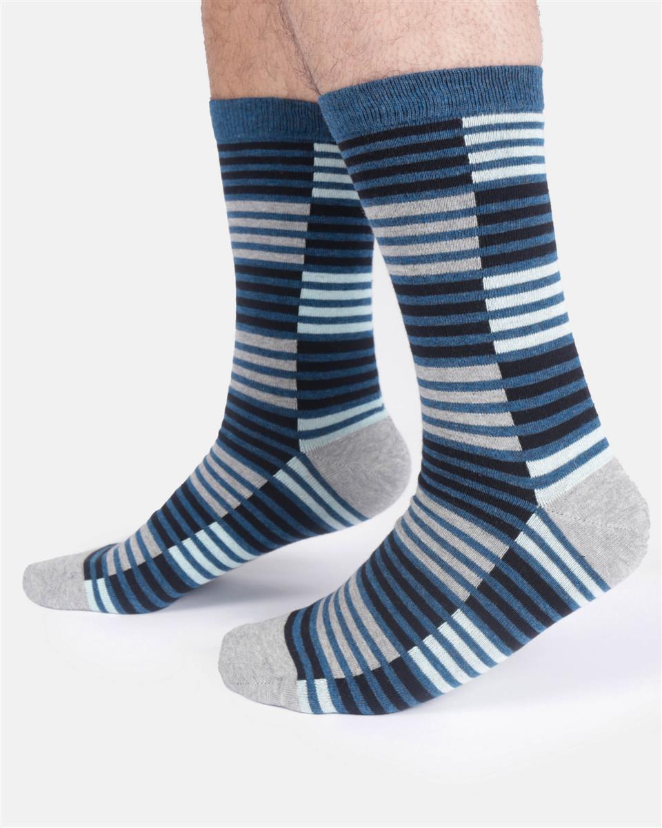 marlowe nature Stripe Colour Block Socken lake blue marl