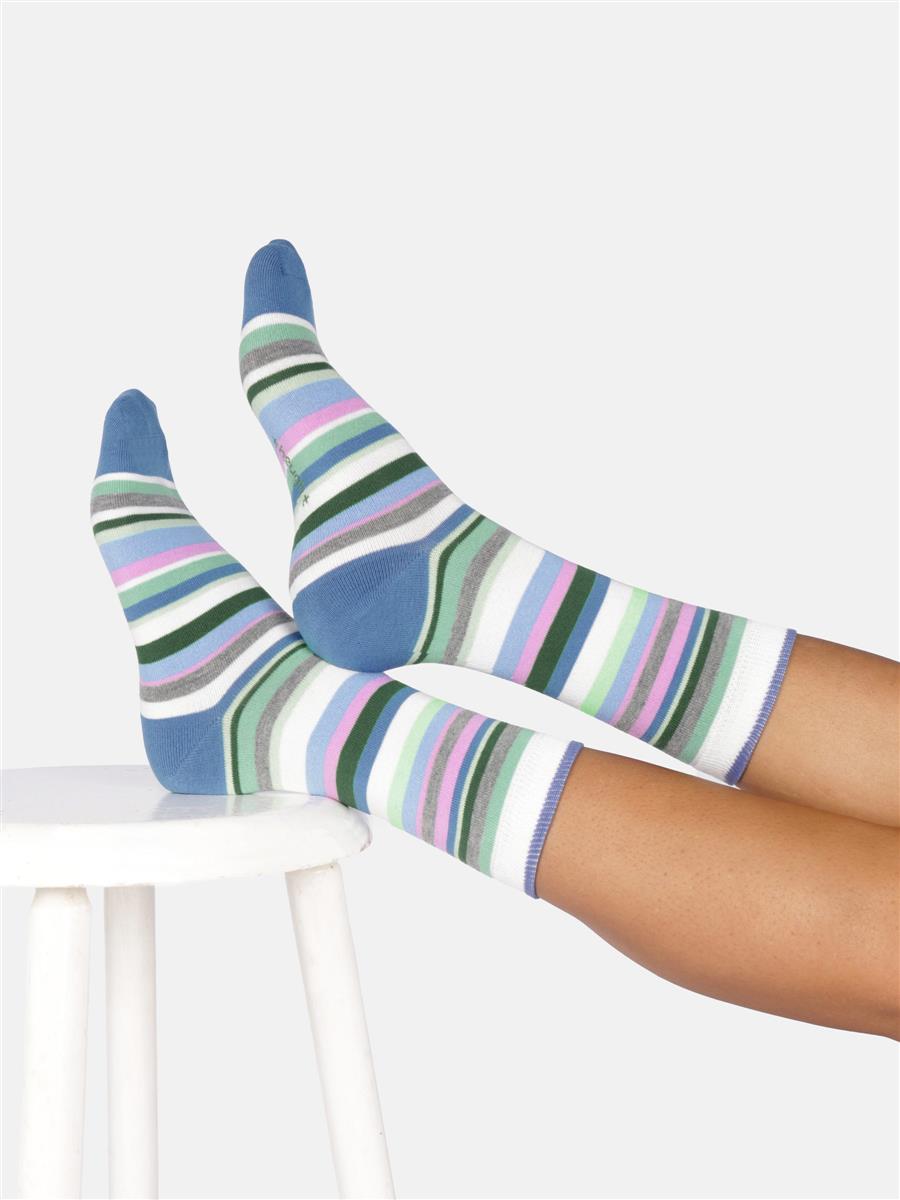 Thought Colourful Stripe Bambus Socken Stone White 37-41