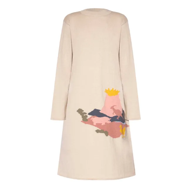 Infantium Victoria Strickkleid Mädchen beige Bio-Baumwolle Dino