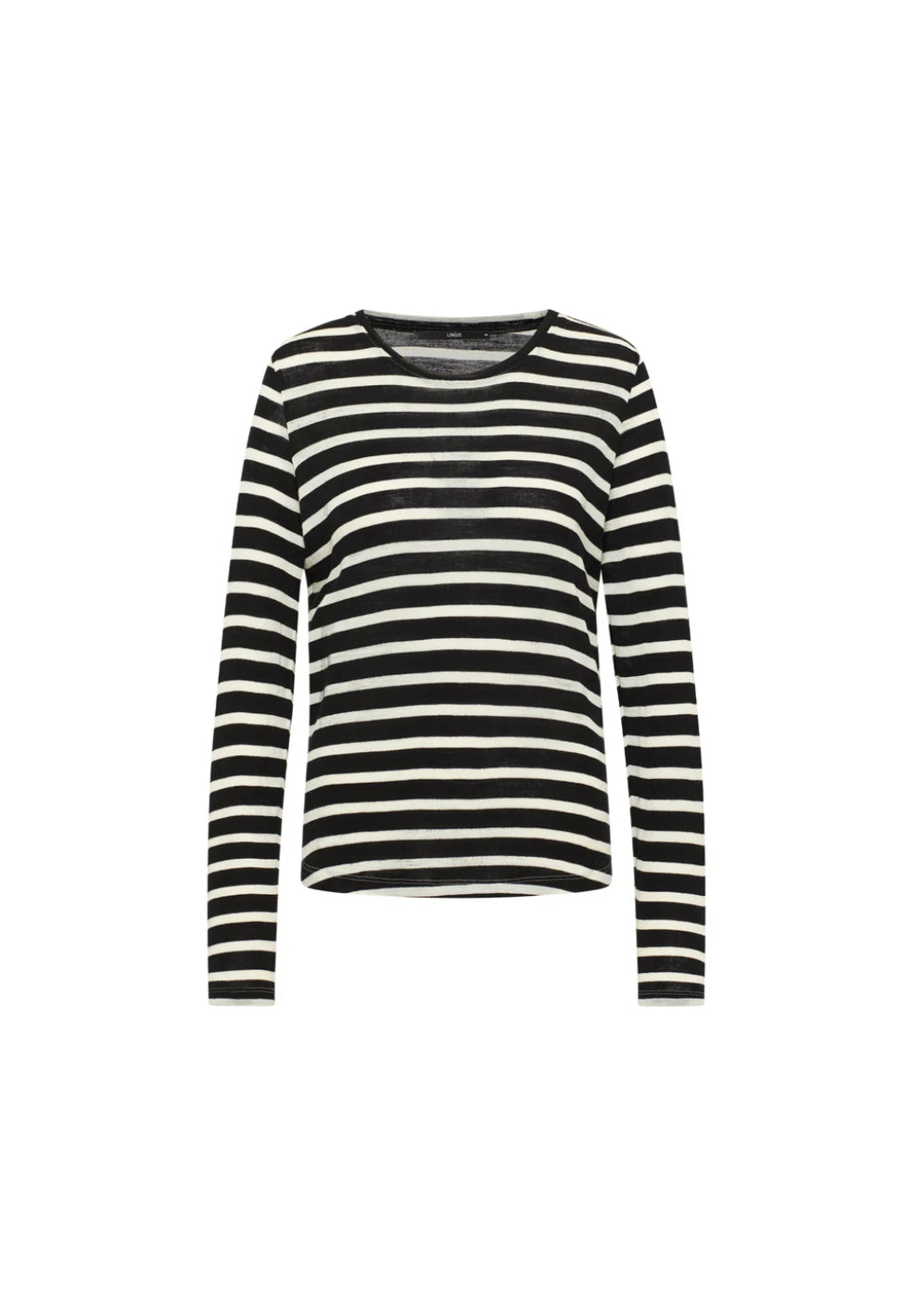 marlowe nature Shirts Langarmshirt Streifen Wollshirt black/off white