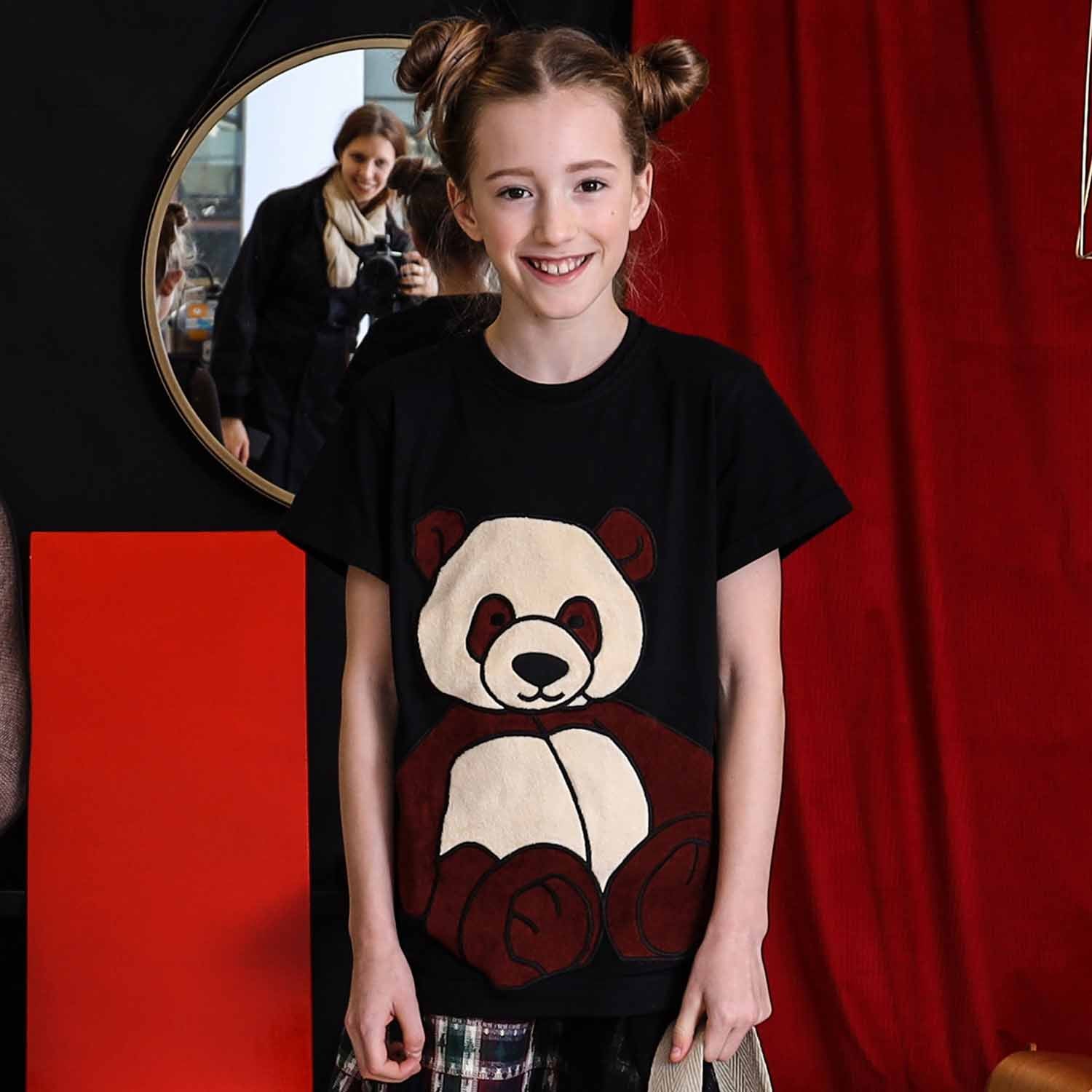 Infantium Victoria Panda T-Shirt schwarz 128 Bio-Baumwolle