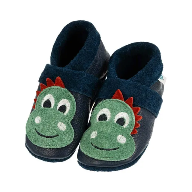 Pantolinos Dino Krabbelschuhe tobago blau Naturleder
