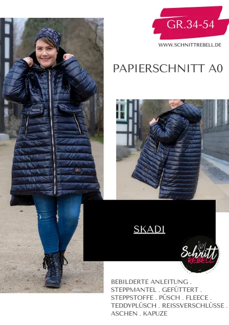 Schnittrebell Skadi Papierschnitt Steppmantel Gr. 34-54