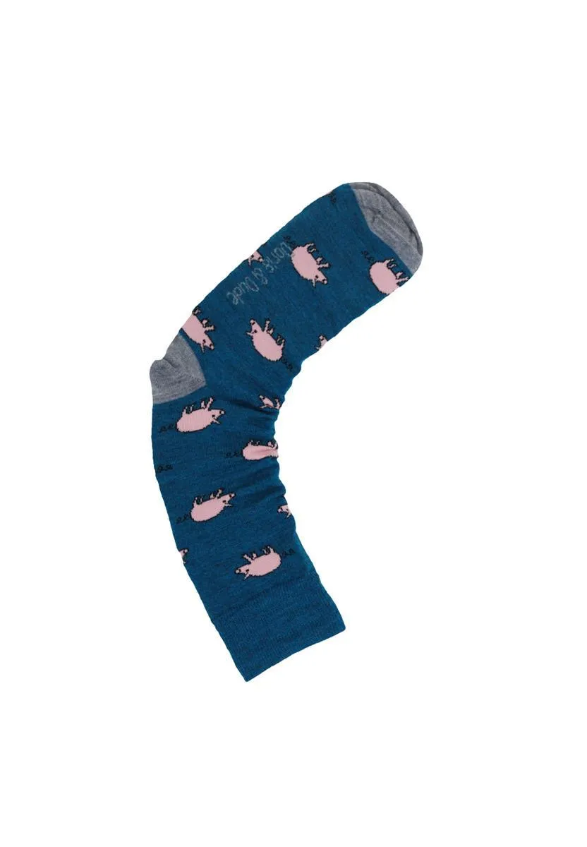 marlowe nature Pigs Merino Socken teal Gr. 41-45