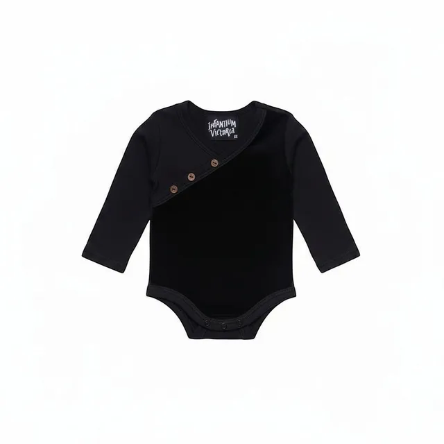 Infantium Victoria Babybody Schwarz 80 Samtdetail Baumwolle