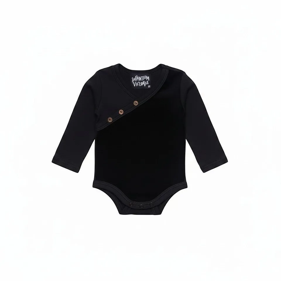 Infantium Victoria Babybody Schwarz 80 Samtdetail Baumwolle