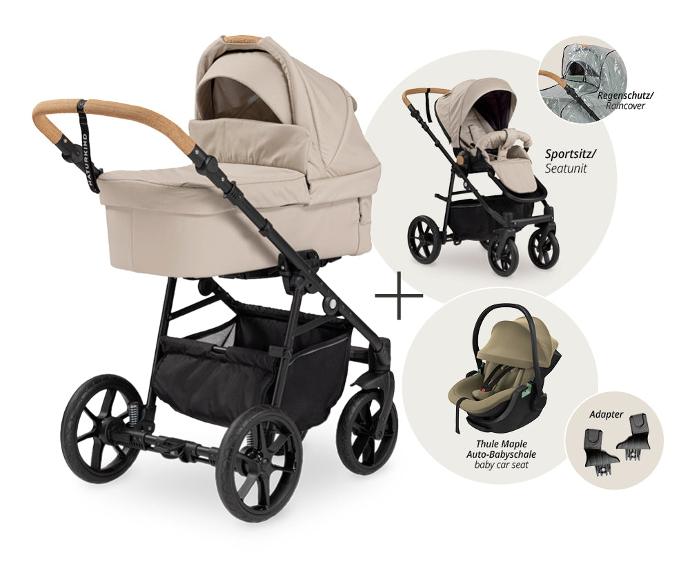 Naturkind Mads Set 3in1 Kinderwagen Thule Maple Creme