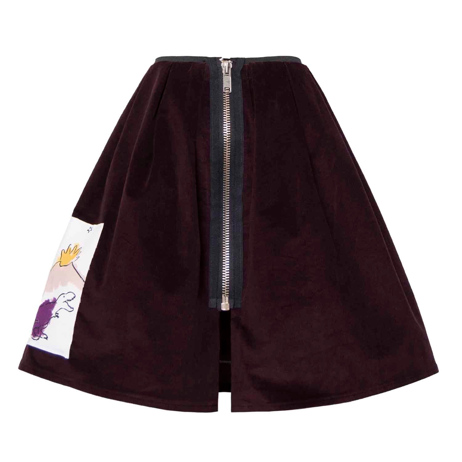 Infantium Victoria Velvet Skirt Samtrock Aubergine Appliqué Baumwolle