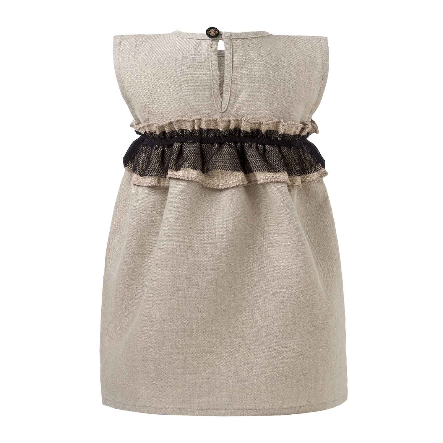 Infantium Victoria Leinenkleid beige 68-92 Tüllrüsche