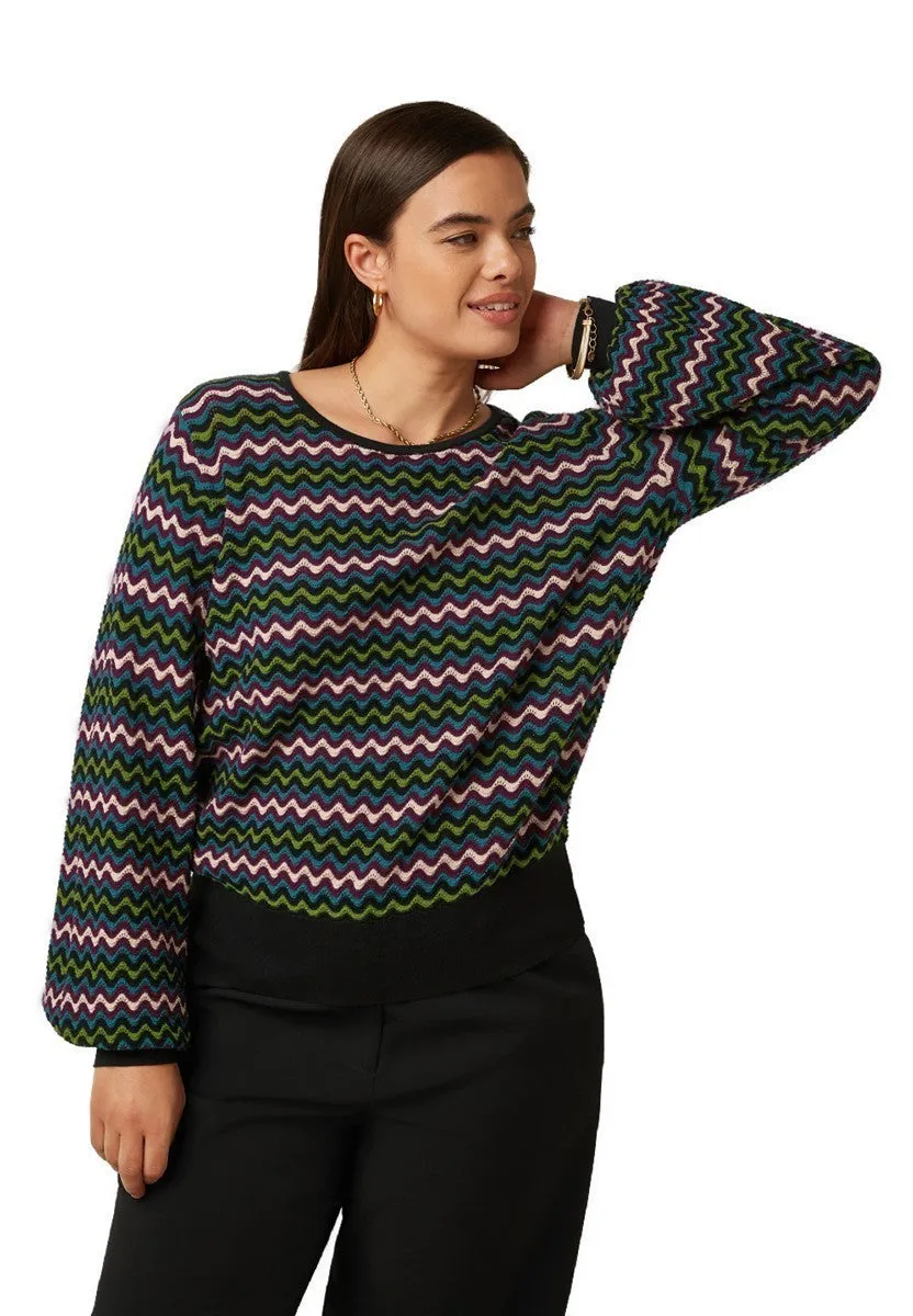 marlowe nature Bell Top Wyler Strickpullover schwarz Streifen