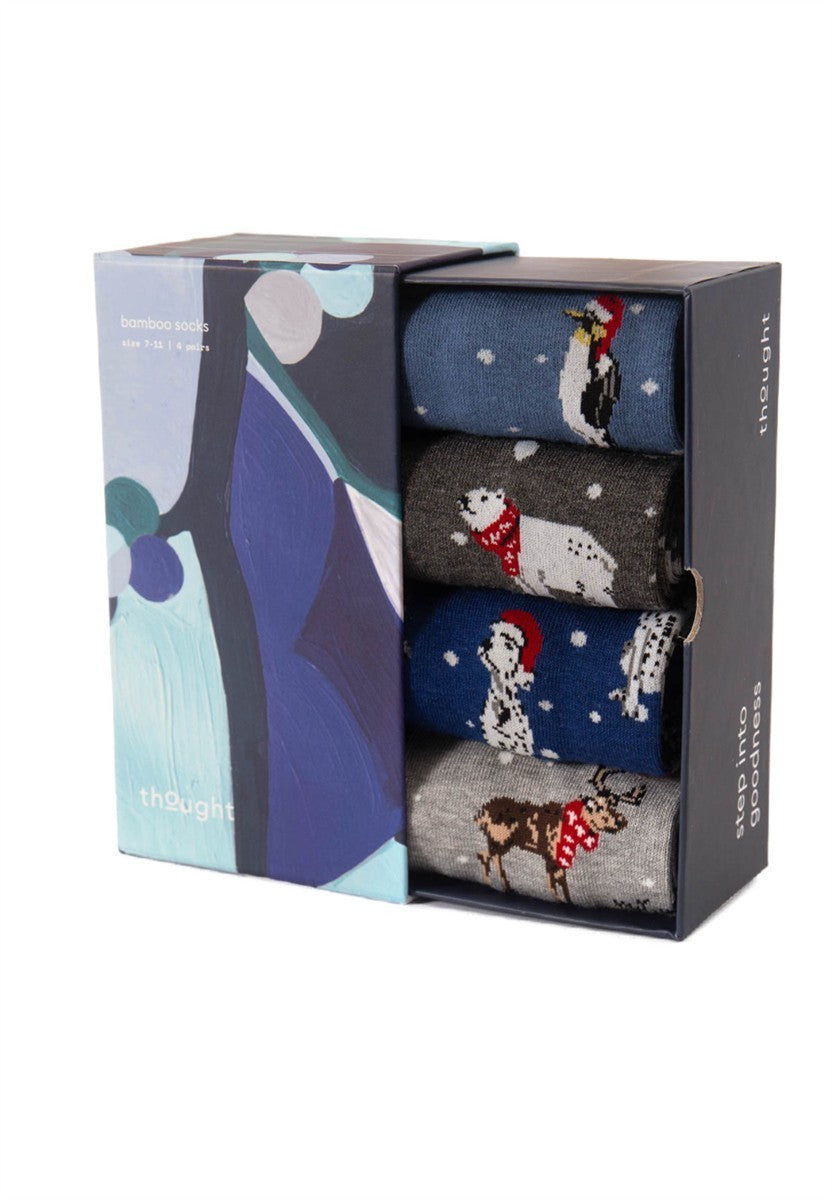 marlowe nature Christmas Animals Bamboo Socken 4er mid blue