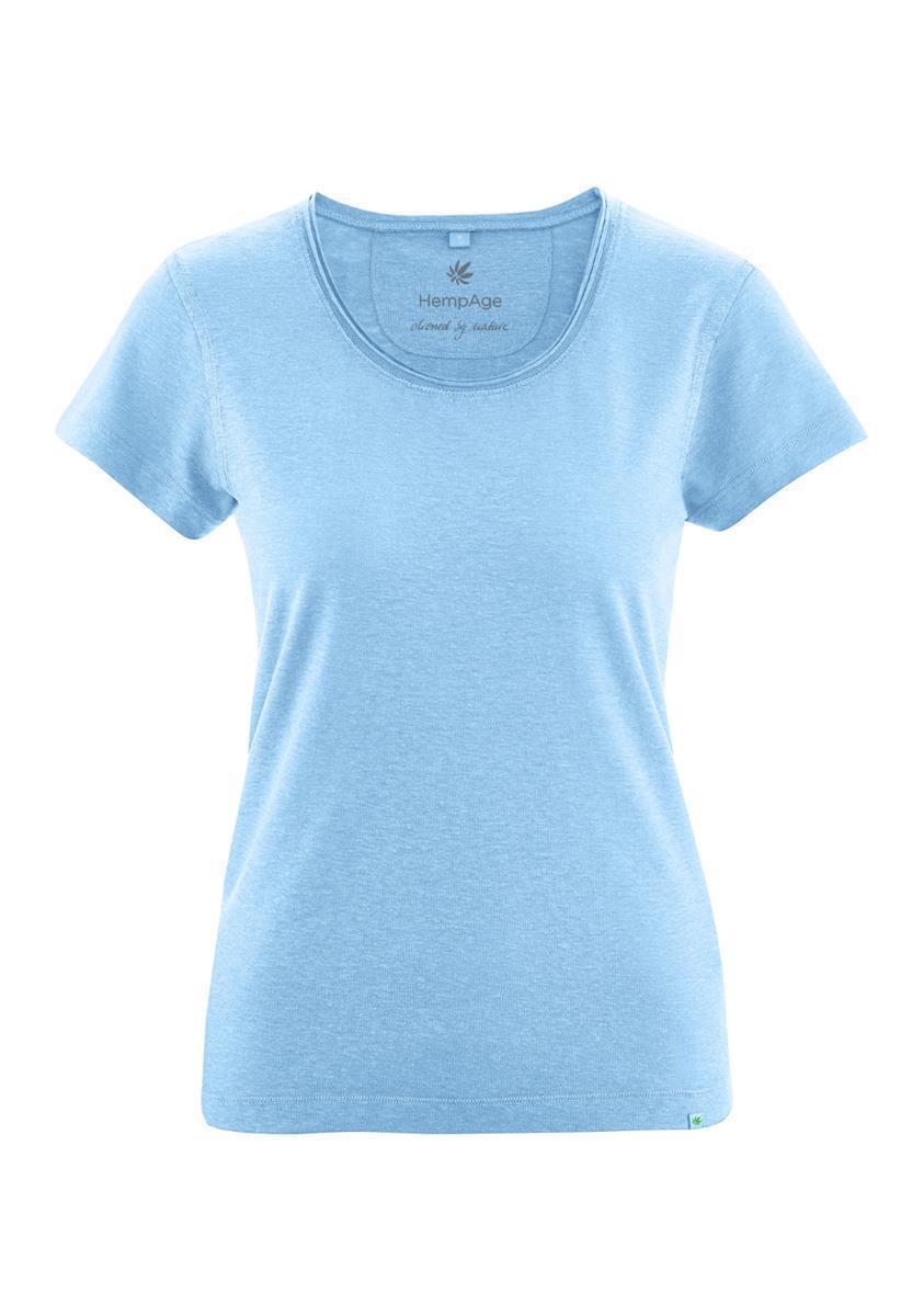 marlowe nature Rolling Collar T-Shirt azure Hanf tailliert