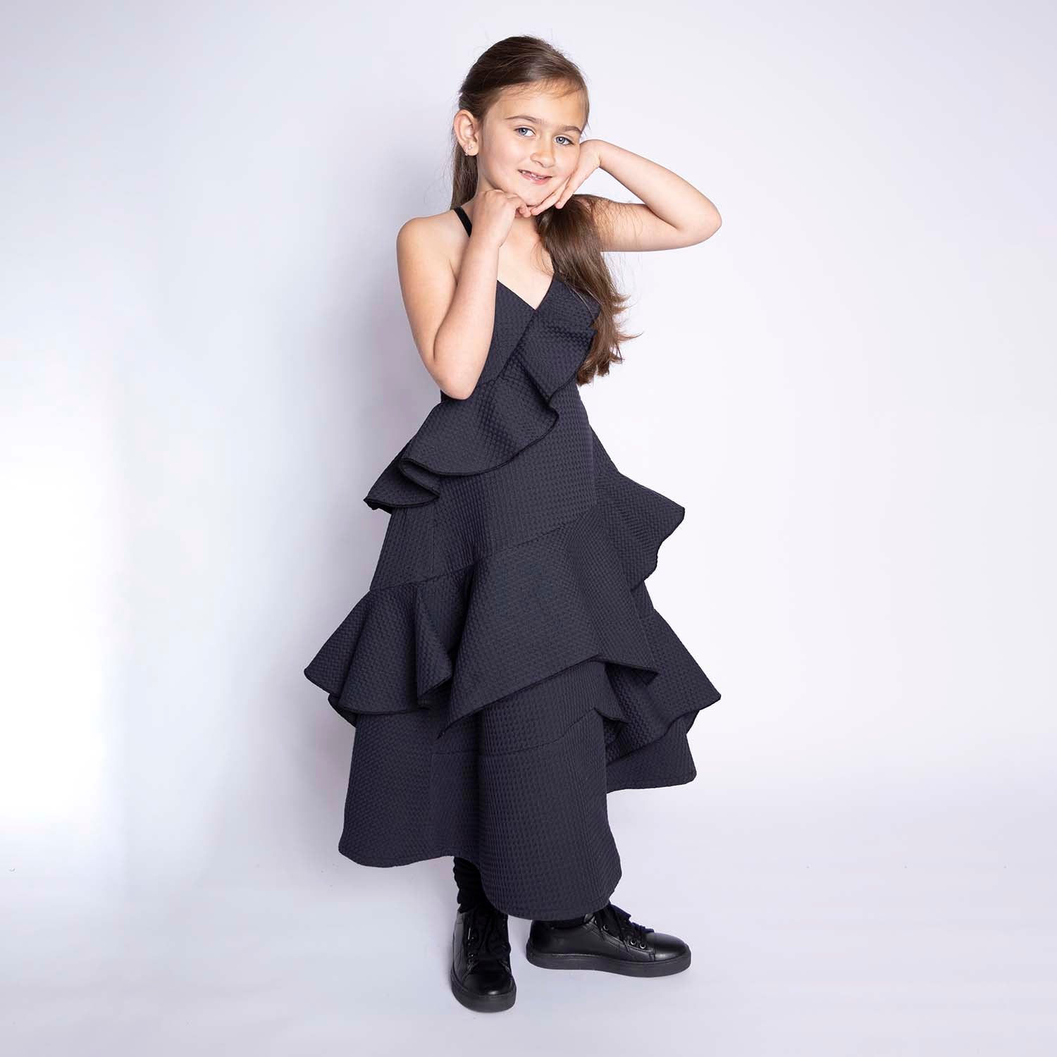 Infantium Victoria Kleid schwarz Mädchen Waffle Bio-Baumwolle Fest