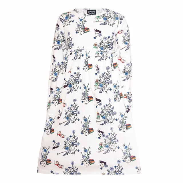 Infantium Victoria Kleid Off-White Blumenprint Bio Gr.104-152
